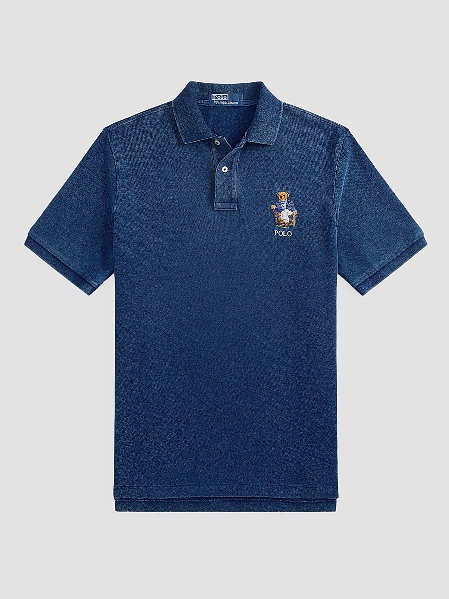 Men's Classic-Fit Polo Bear Mesh Polo Shirt - Newport Bear Medium Indigo - Size Large