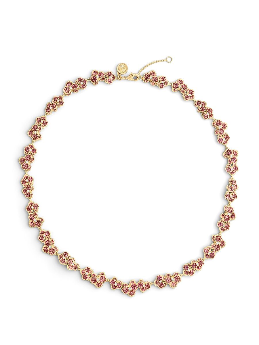 Women's Orchid 18K Gold-Plated & Cubic Zirconia Necklace - Fuchsia