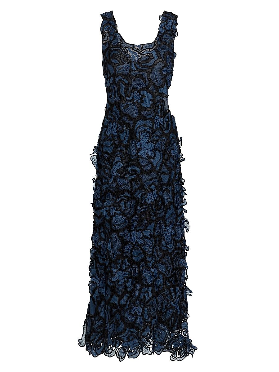 Women's Corinna Guipure Lace Midi-Dress - Dark Indigo Multi - Size Medium