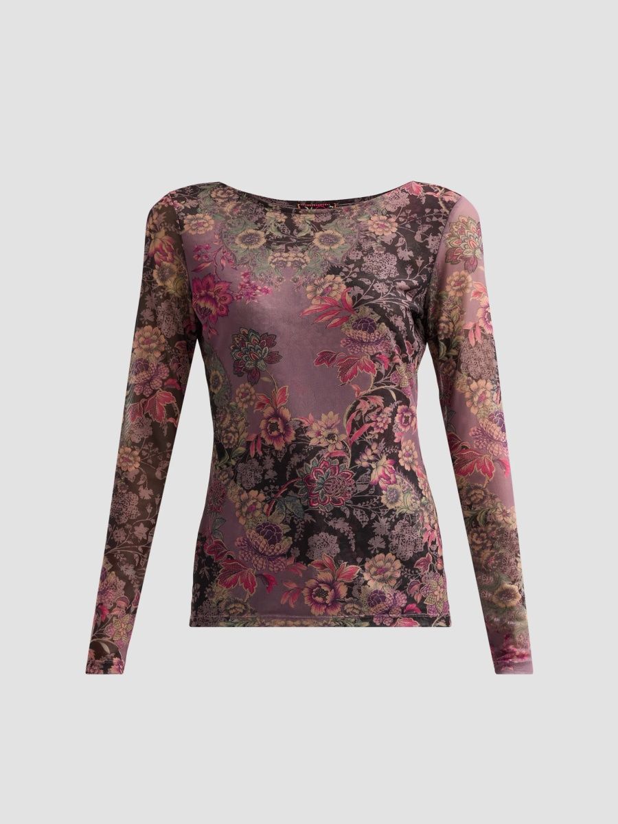 Johnny Was Women's Jemma Floral Mesh Long-Sleeve Shirt - Jemma - Size XL