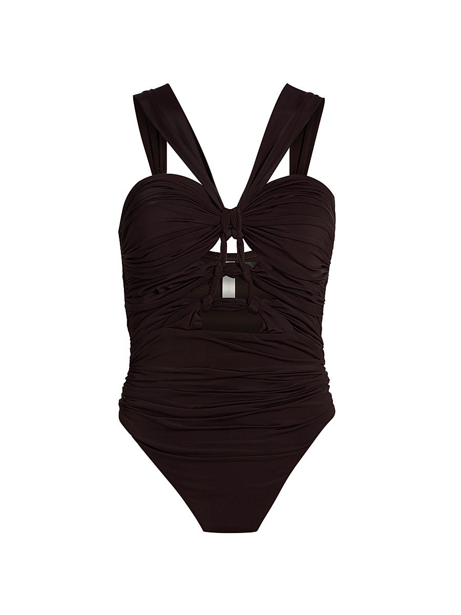 Women's Daylight Knot Detail One-Piece Swimsuit - Chocolate - Size 8