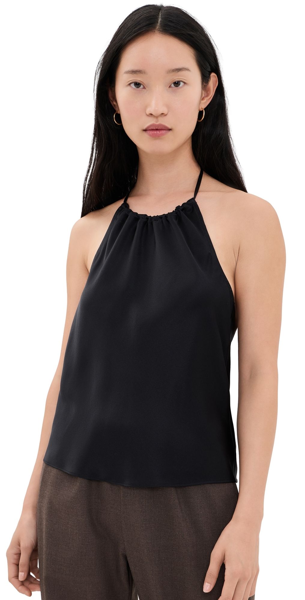 DONNI. The Silk Halter Top Jet L