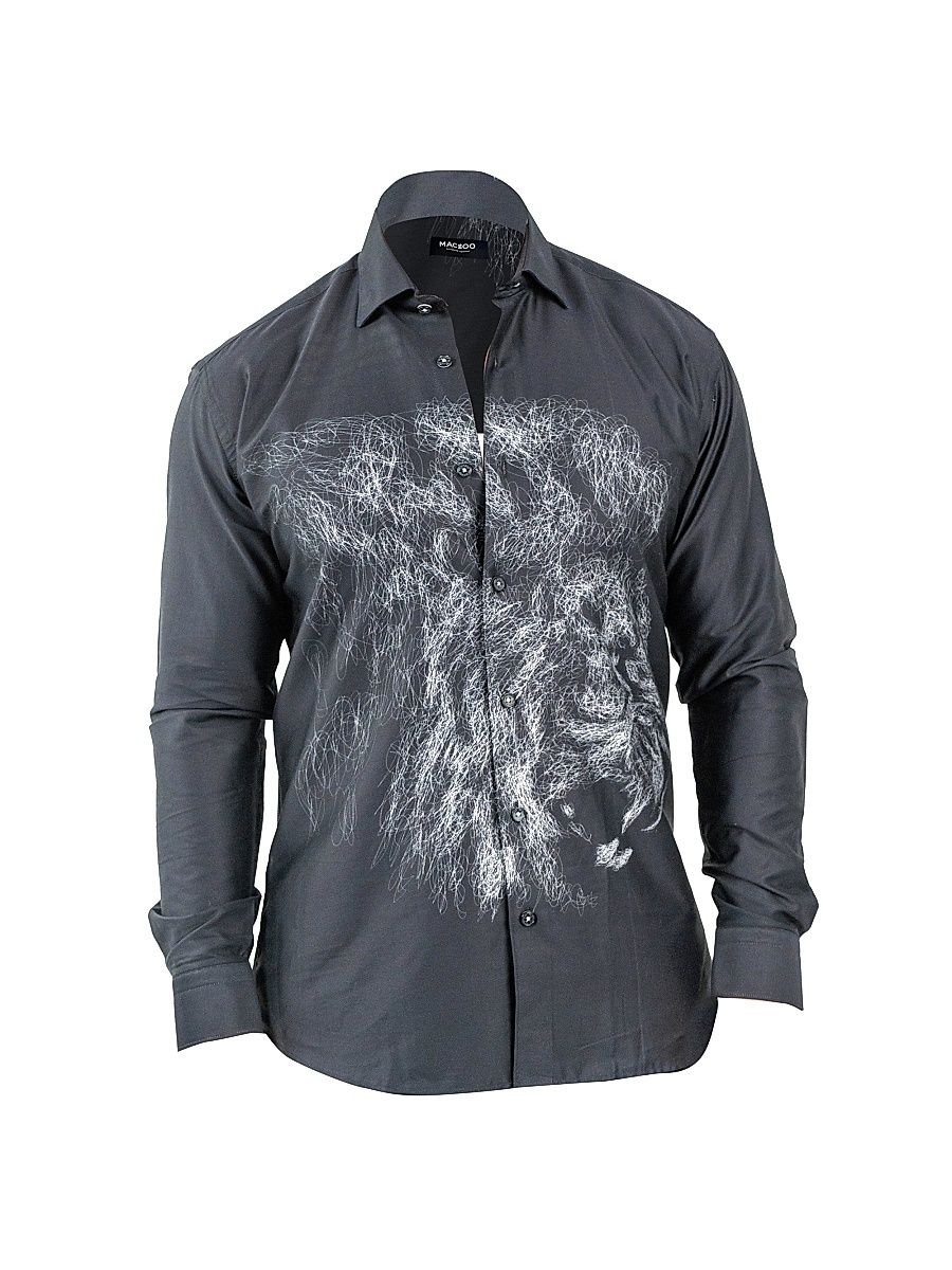 Men's Fibonacci Lion Chalk Shirt - Black - Size XXXXL