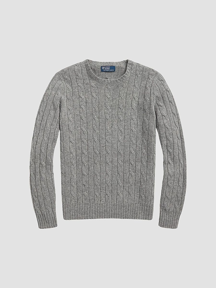 Polo Ralph Lauren Men's Cashmere Cable-Knit Sweater - Grey - Size XXL