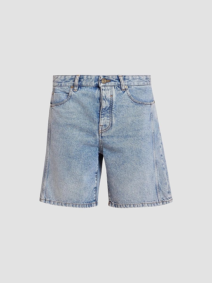 Balmain Men's Denim Bermuda Shorts - Bleu Jean Clair - Size 38