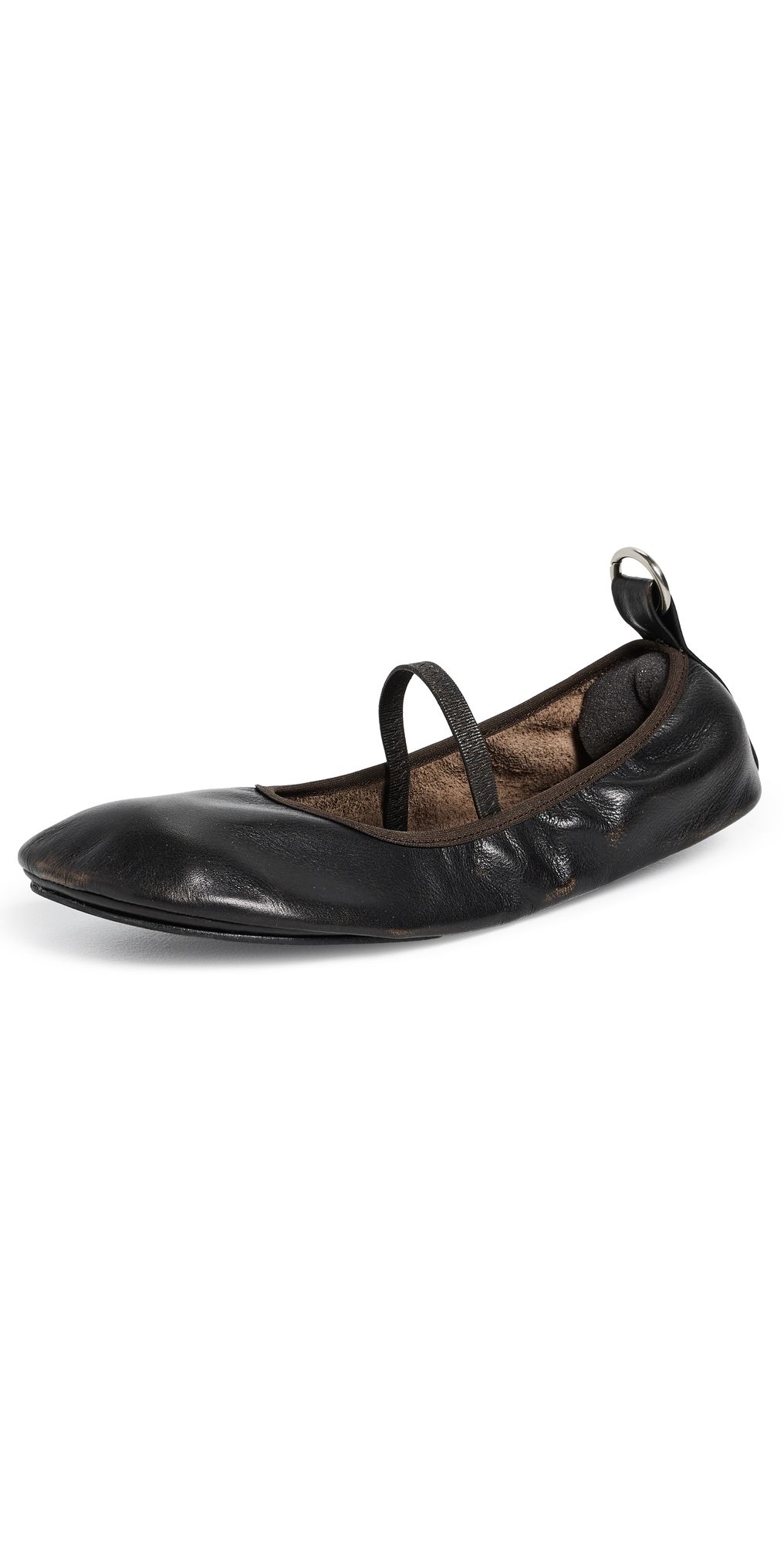 ALOHAS Naira Leather Ballet Flats Vintage Effect Brown 40