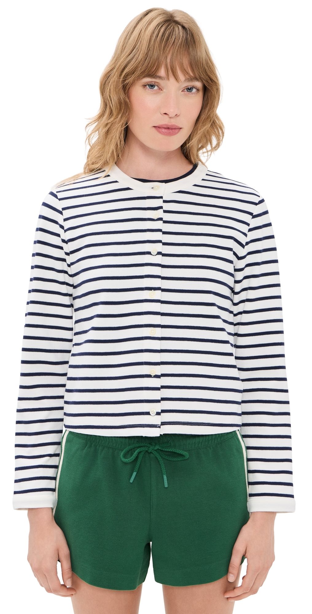 Alex Mill Coco Sport Cadigan In Stripe Ivory/Navy S