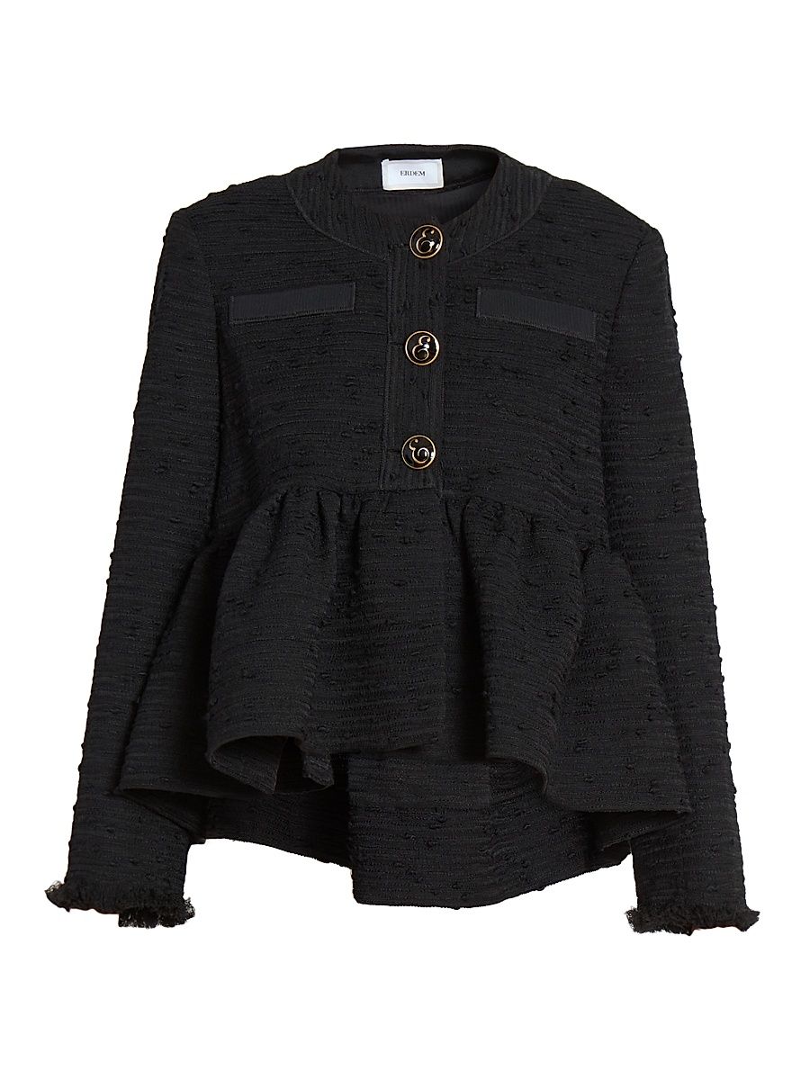 Women's Tweed Crop Peplum Jacket - Black - Size 10
