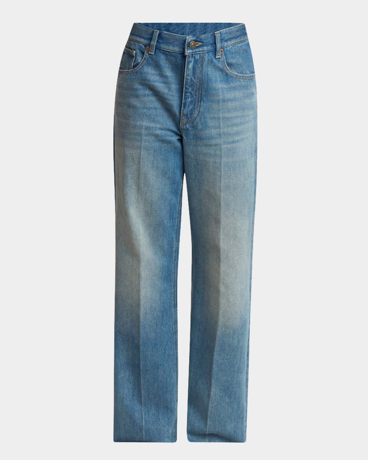 Mid-Rise Wide-Leg Denim Jeans