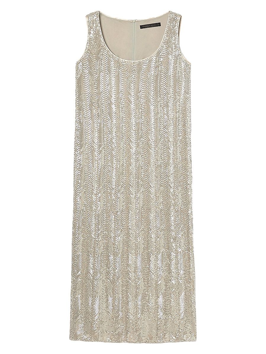 Women's Sequinned Dress - Beige Sequins - Size 20