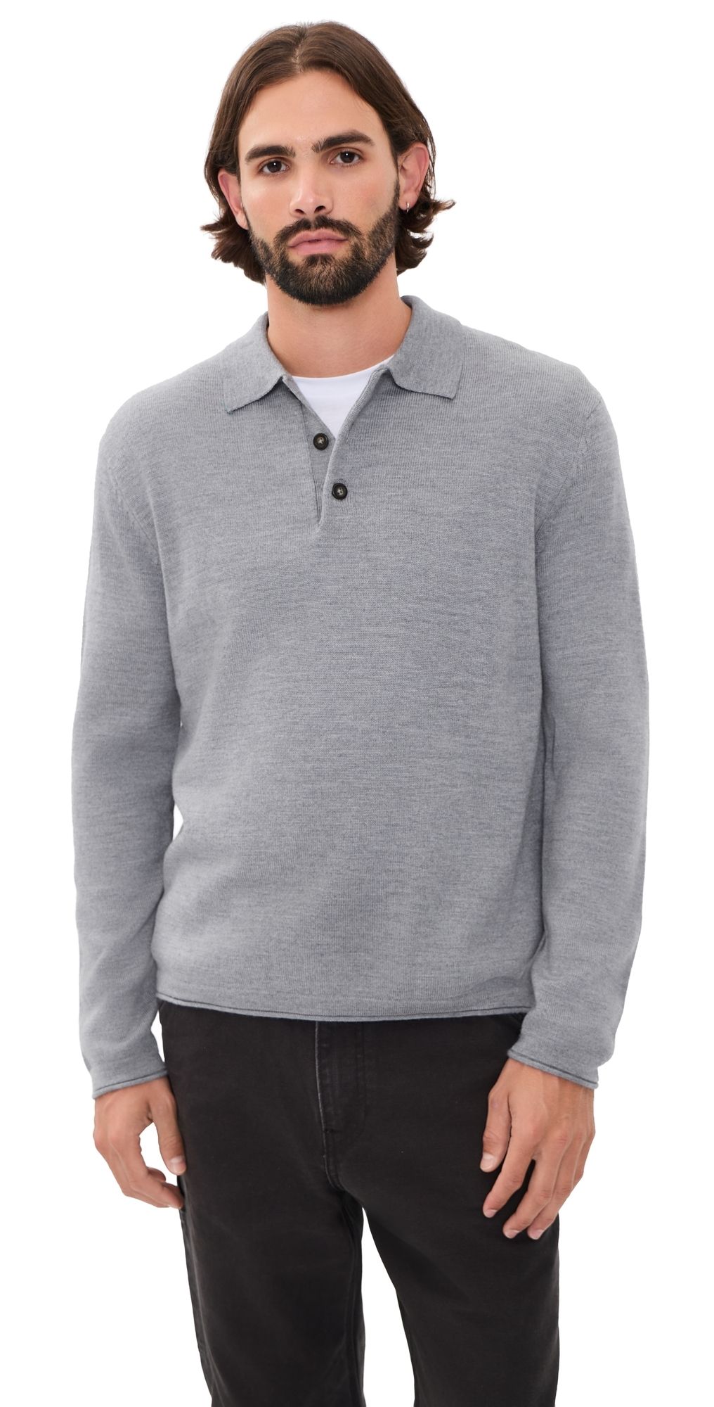 Joe's Jeans Merino Polo Sweater Heather Grey XXL