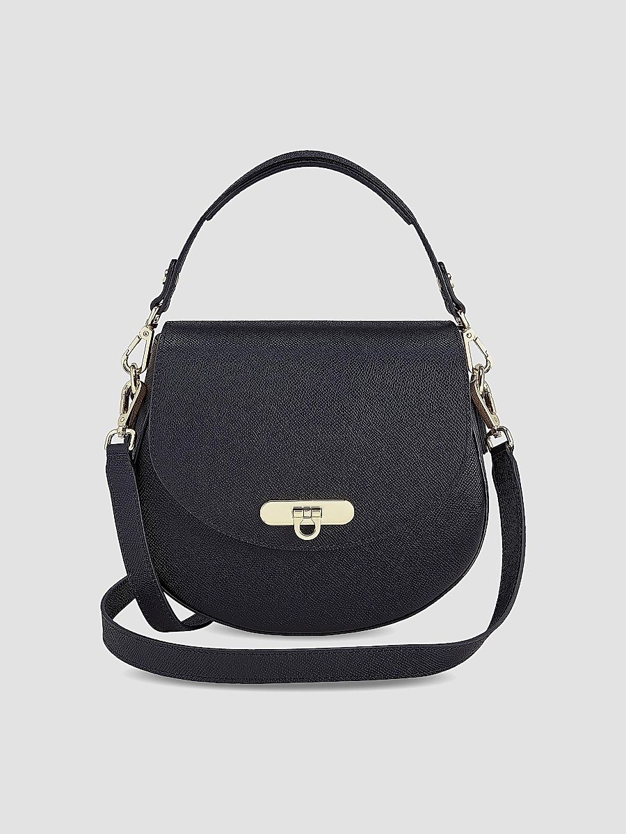 GiGi New York Women's Sophia Textured Leather Saddle Bag - Black