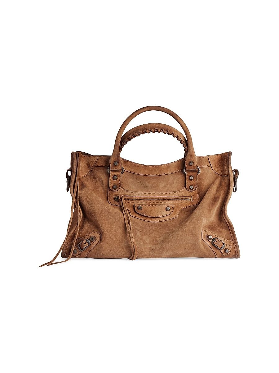 Balenciaga Women's Le City Medium Suede Tote Bag - Camel