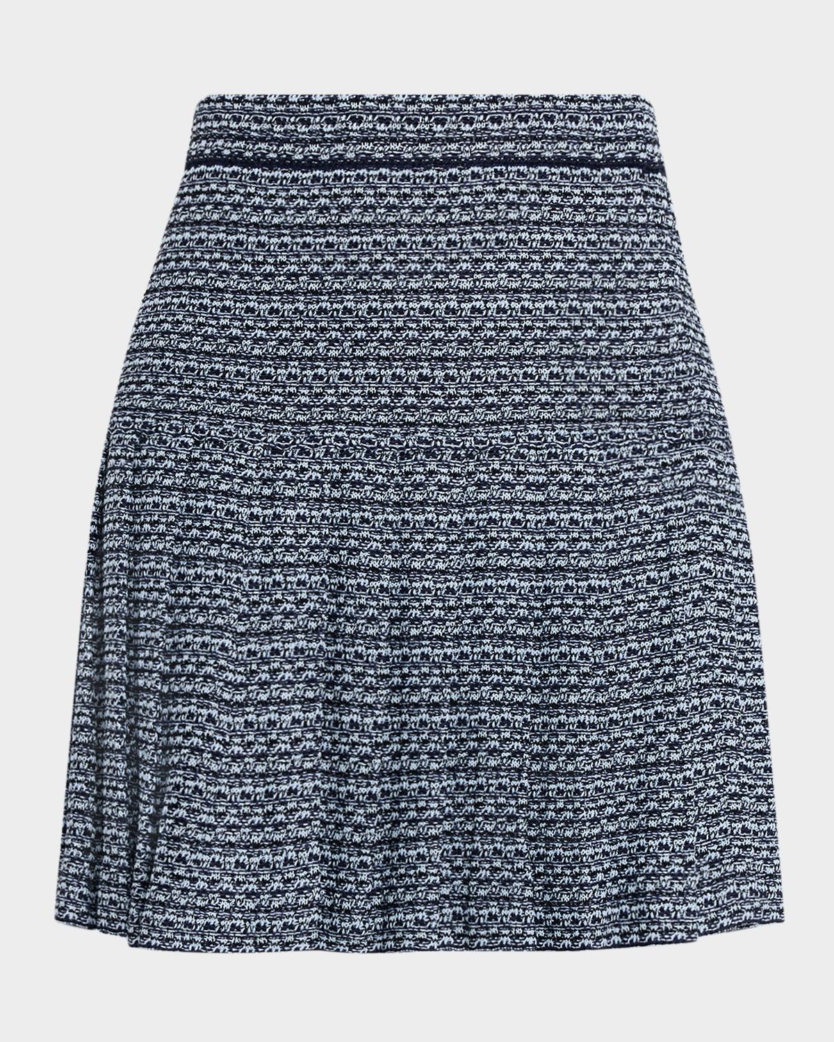 x Lani Lynn Pleated Drop-Waist Tweed Mini Skirt
