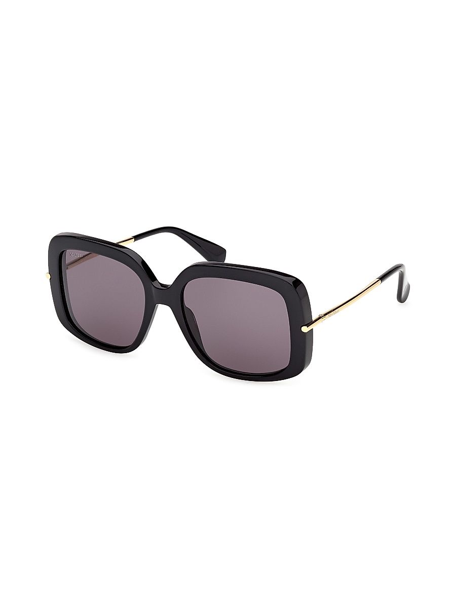 Women's 55MM Oversized Square Sunglasses - Gold Black