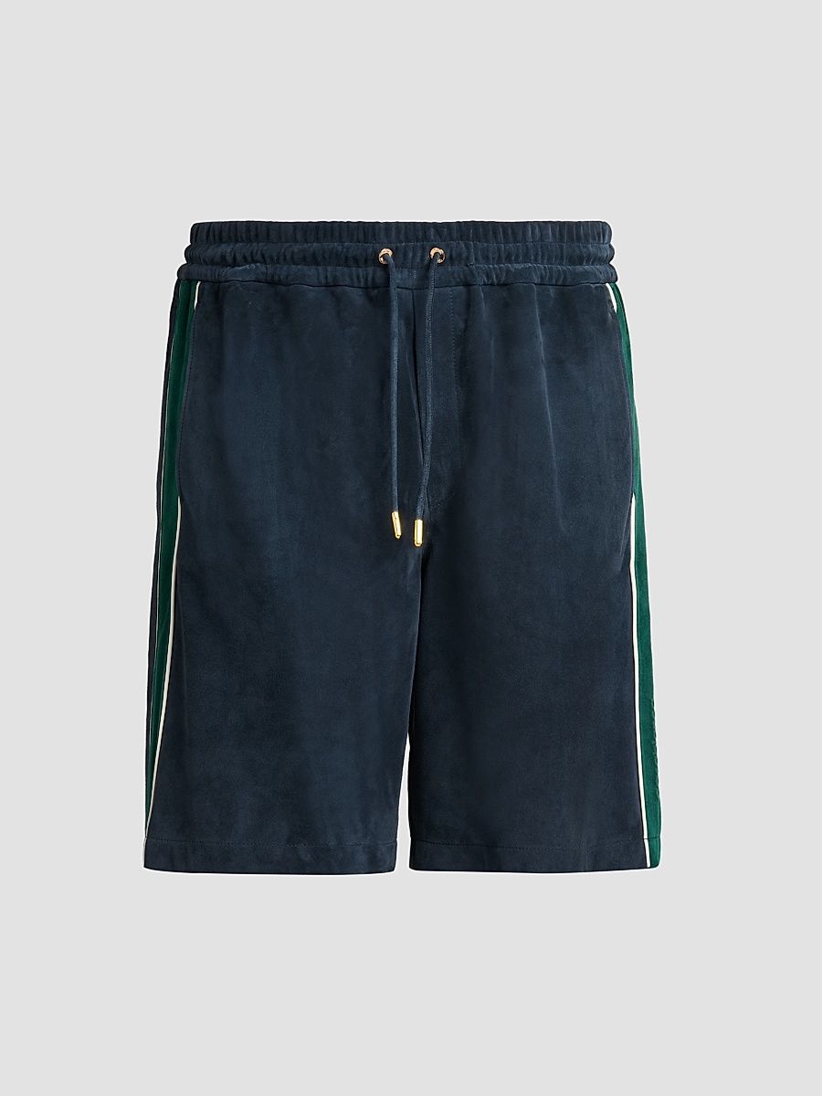 Men's Striped Suede Track Shorts - Navy - Size 36