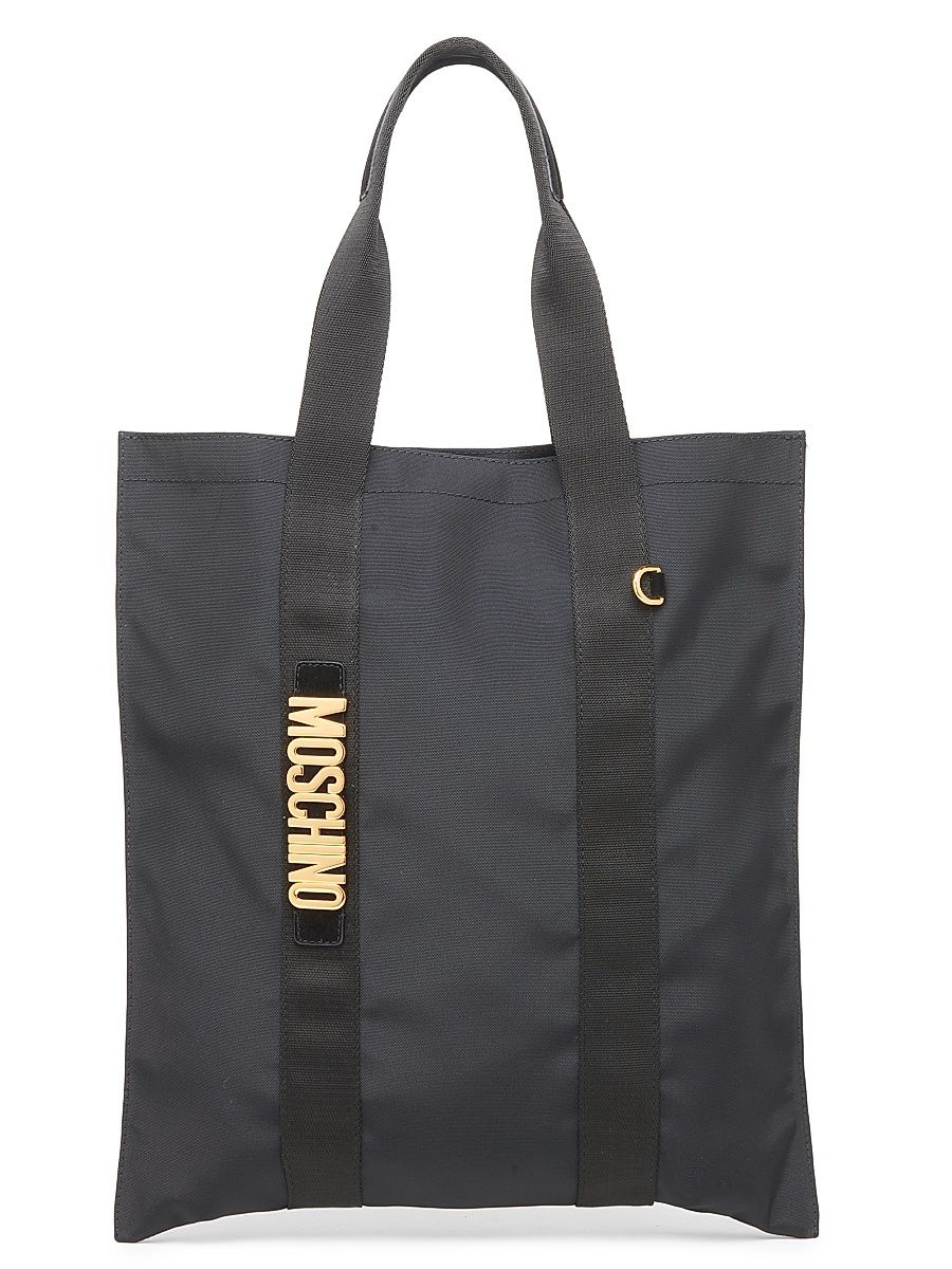 Men's Logo Hardware Canvas Tote Bag - Black