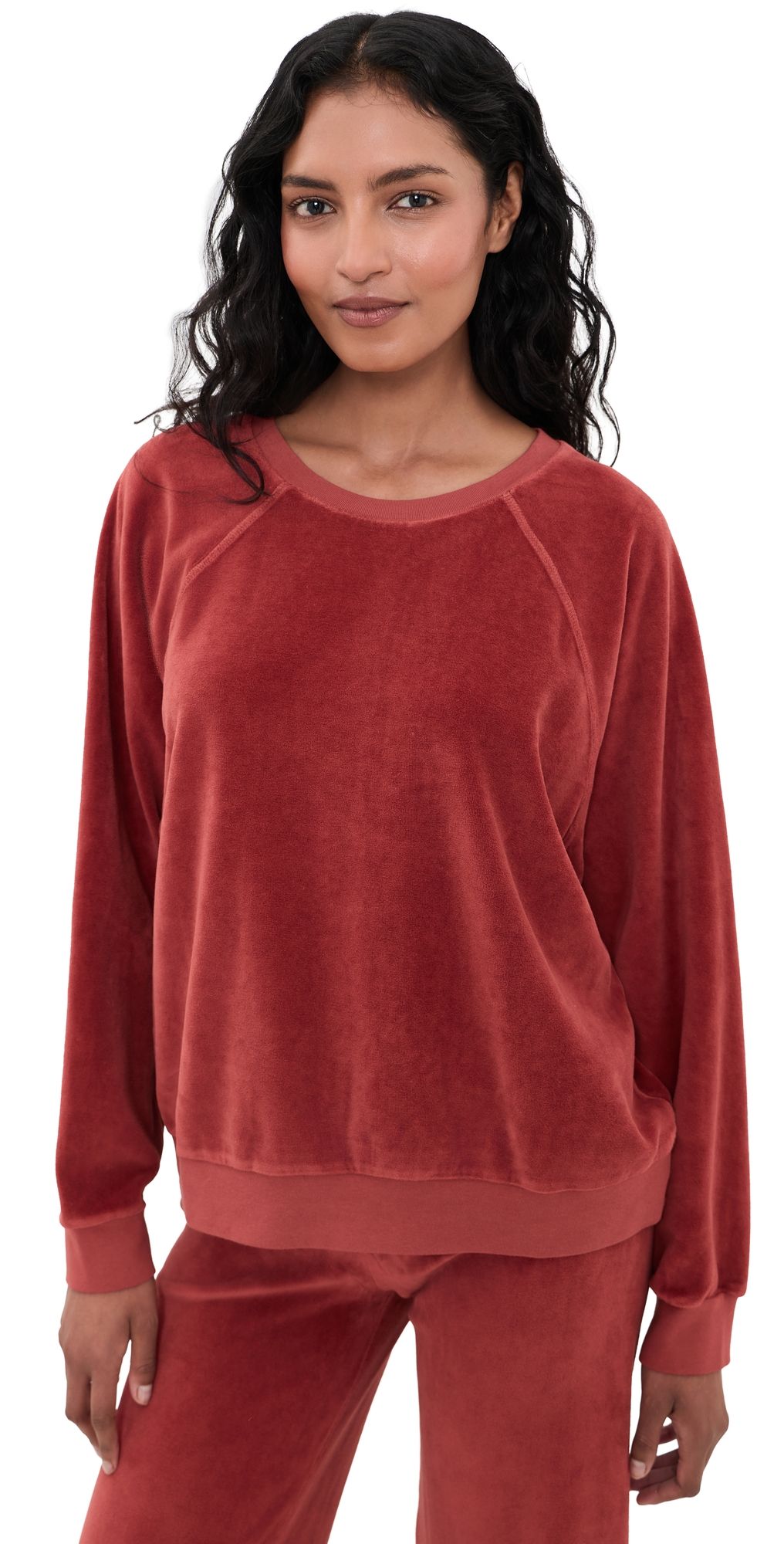 Suzie Kondi Samos Velour Sweatshirt Carnelian M