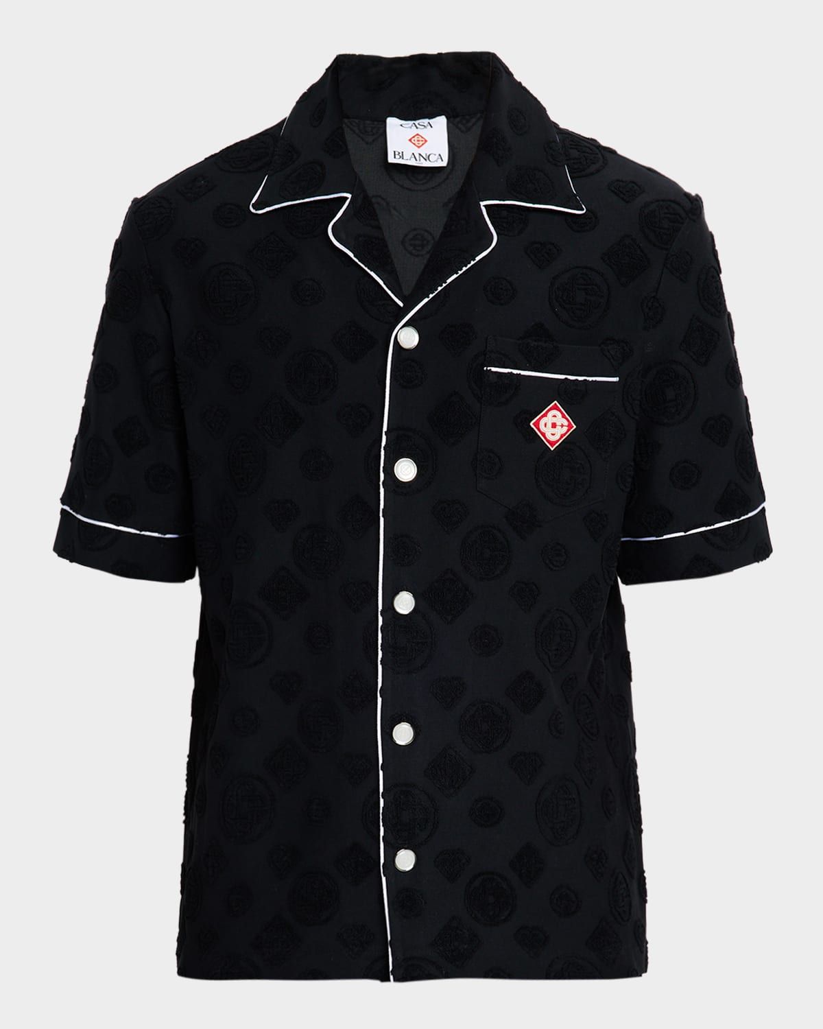 Men & apos;s Towelling Monogram Short-Sleeve Shirt