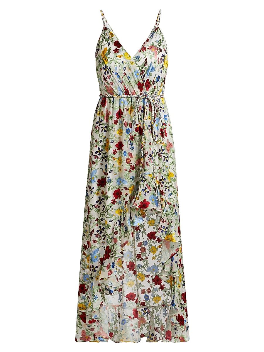 Women's Tara Floral Asymmetric Wrap Midi-Dress - Dollhouse - Size 10