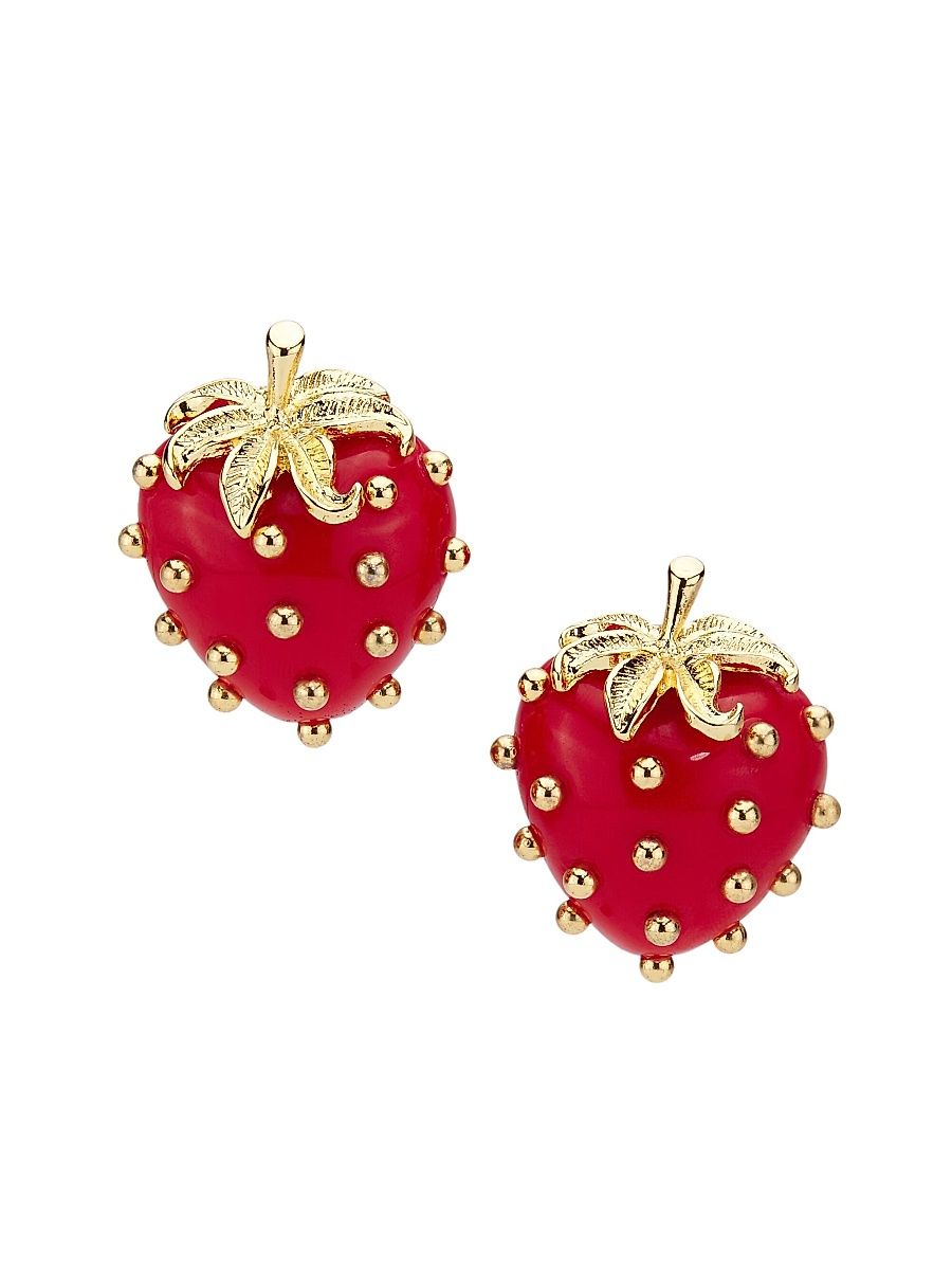 Women's Goldtone & Enamel Strawberry Clip-On Earrings - Red