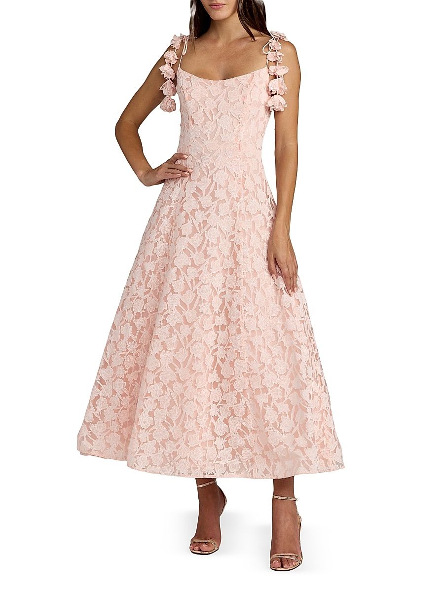 Women's Floral Tulle A-Line Cocktail Dress - Blossom Pink - Size 14