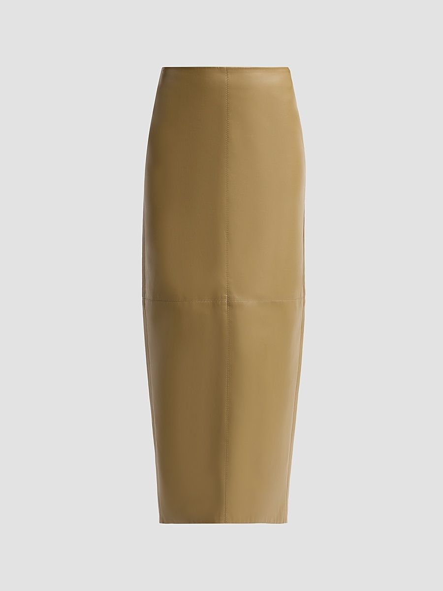 Women's Pierre Faux-Leather Pencil Midi Skirt - Antique Moss - Size 0