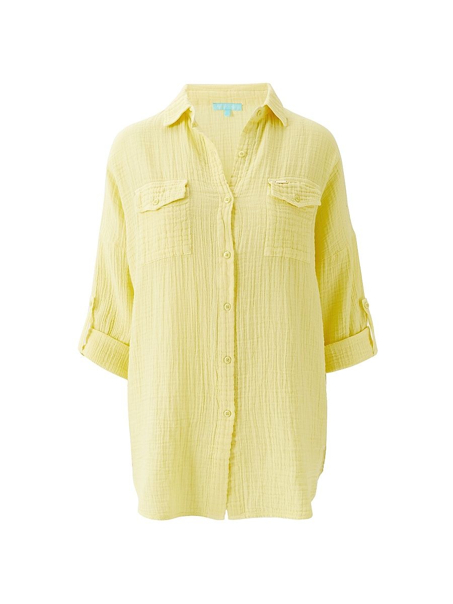 Women's Elena Oversize Muslin Shirt - Yellow - Size XL