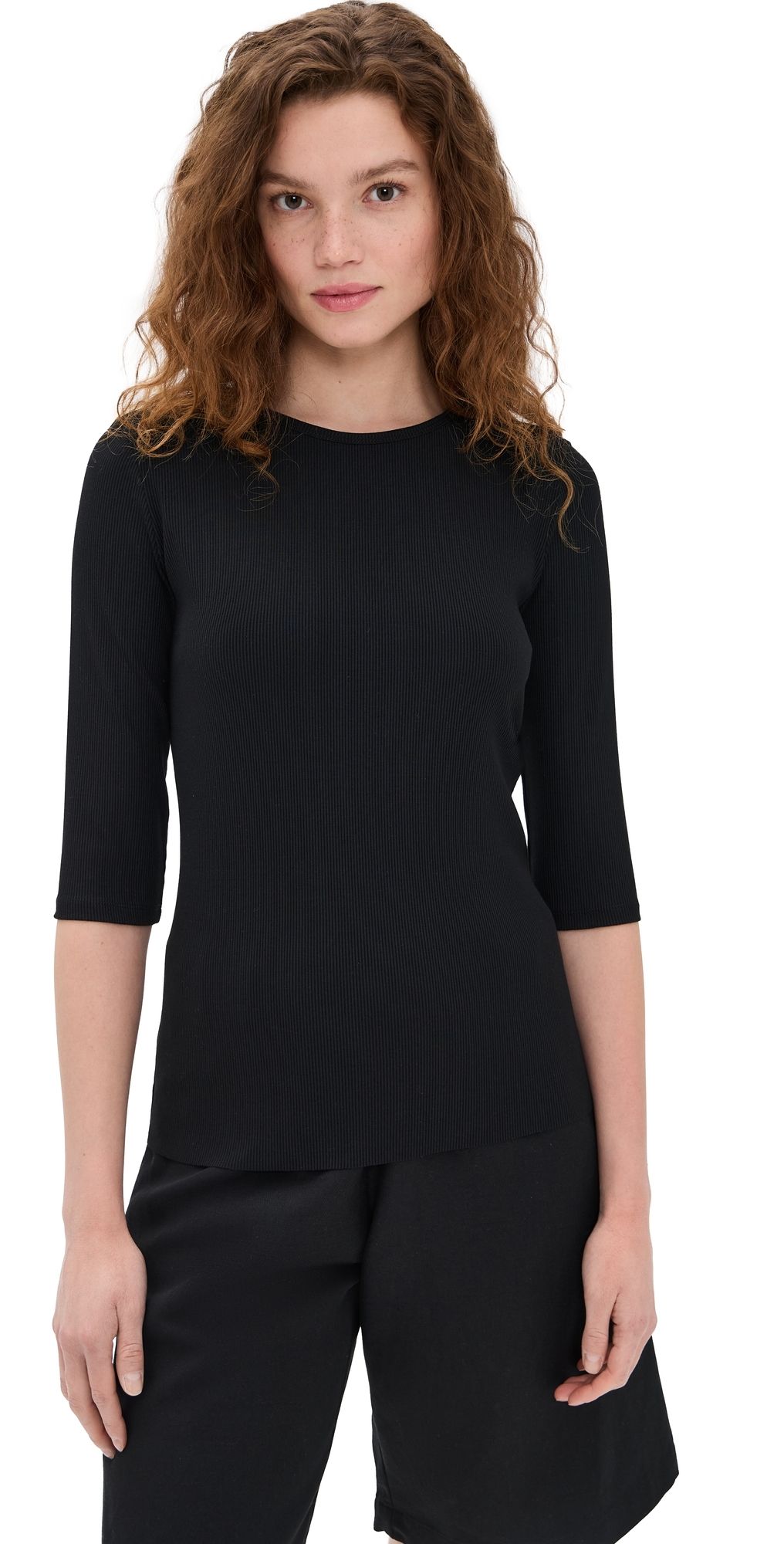 Vince Elbow Sleeve Crew Tee Black XL