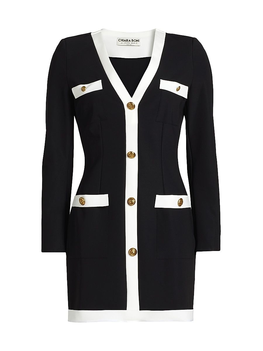 Women's Toluke Bic Button-Front Minidress - Black White - Size 12