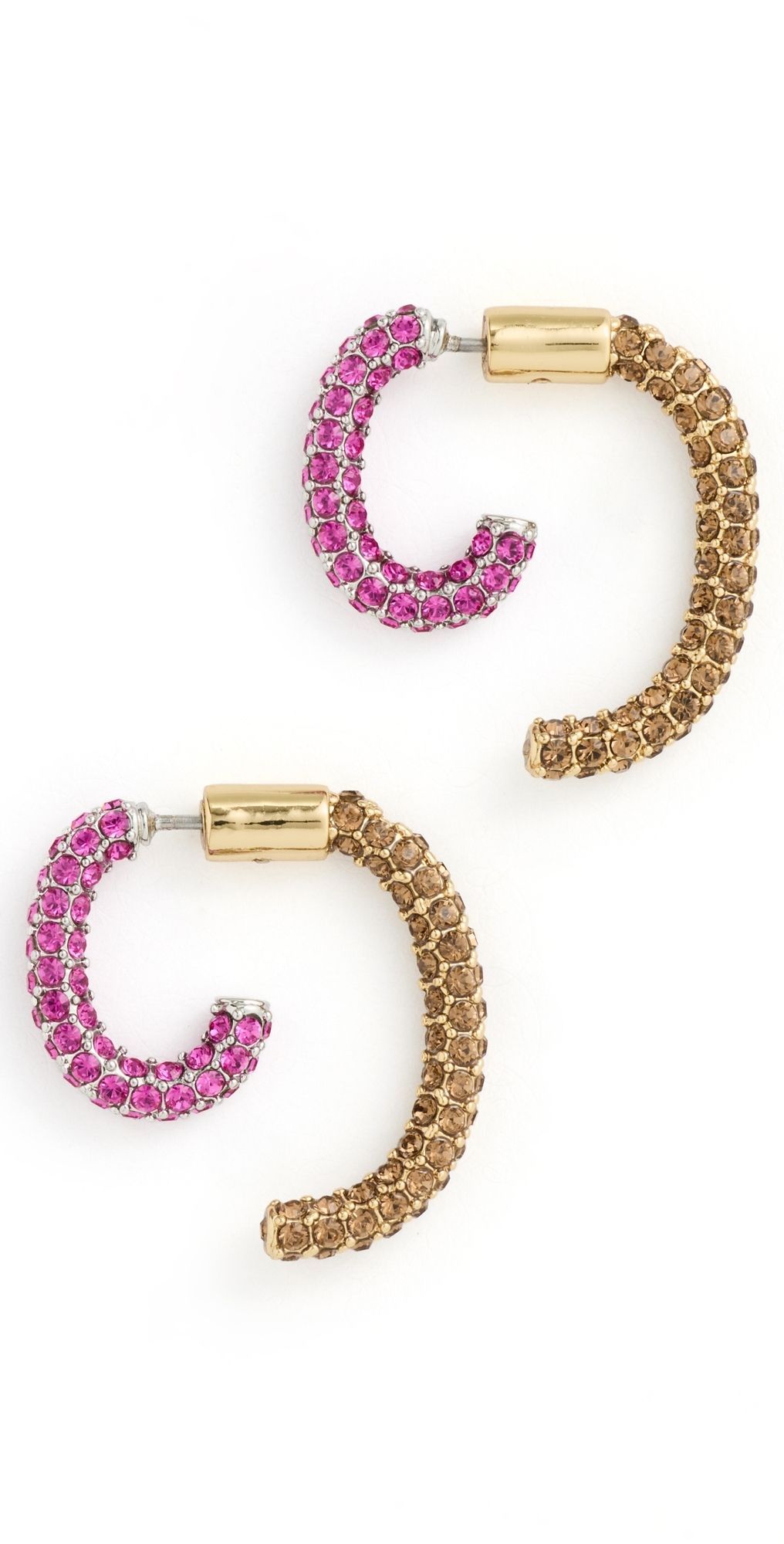 DEMARSON Luna Pave Mini Earrings Fuchsia/Smoked Topaz One Size