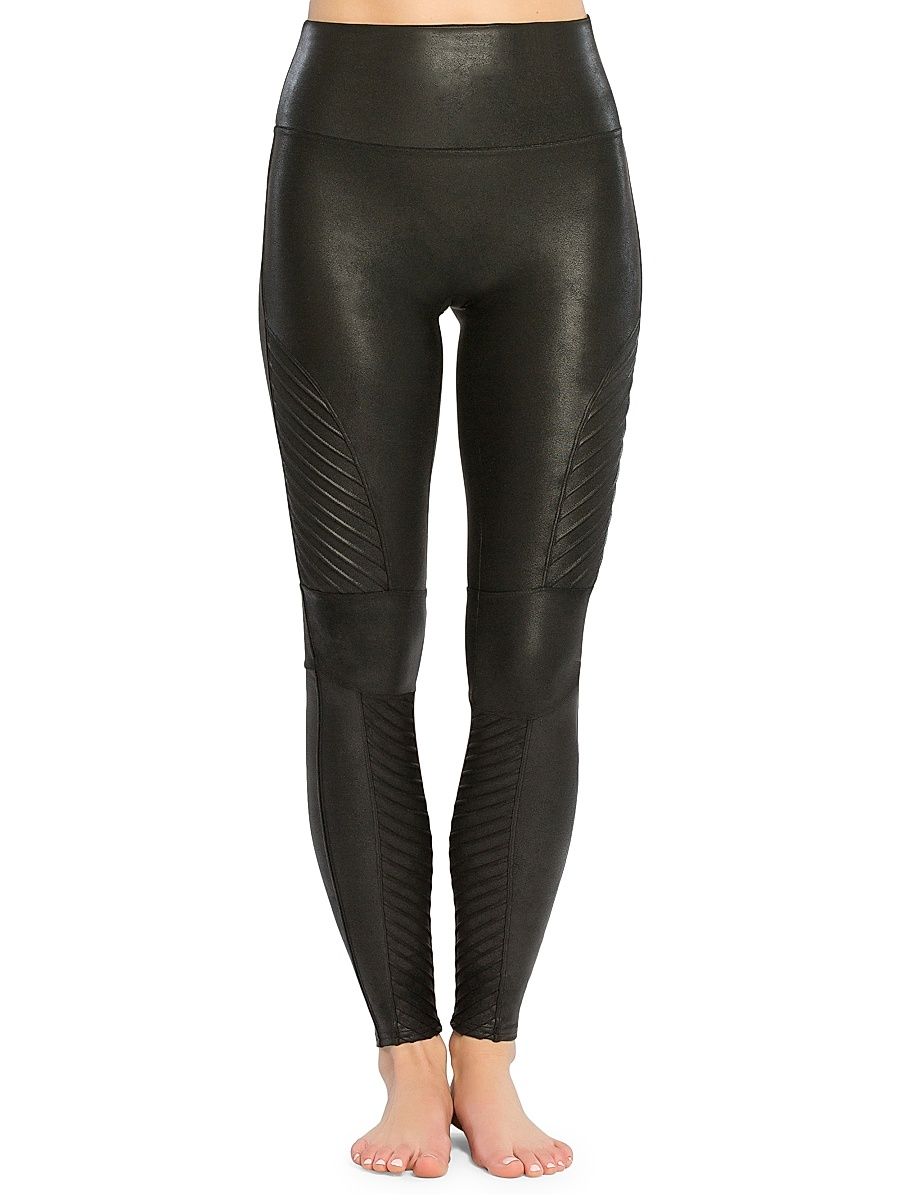 Women's Faux Leather Moto Leggings - Very Black - Size XL