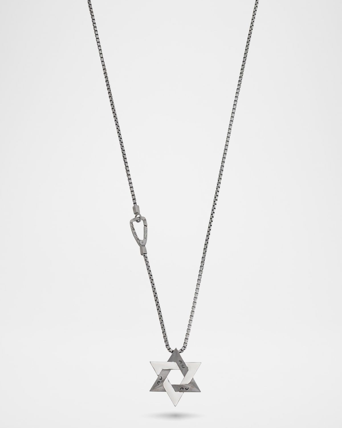 Men & apos;s Matte Burnished Silver Pendant Necklace with Enamel