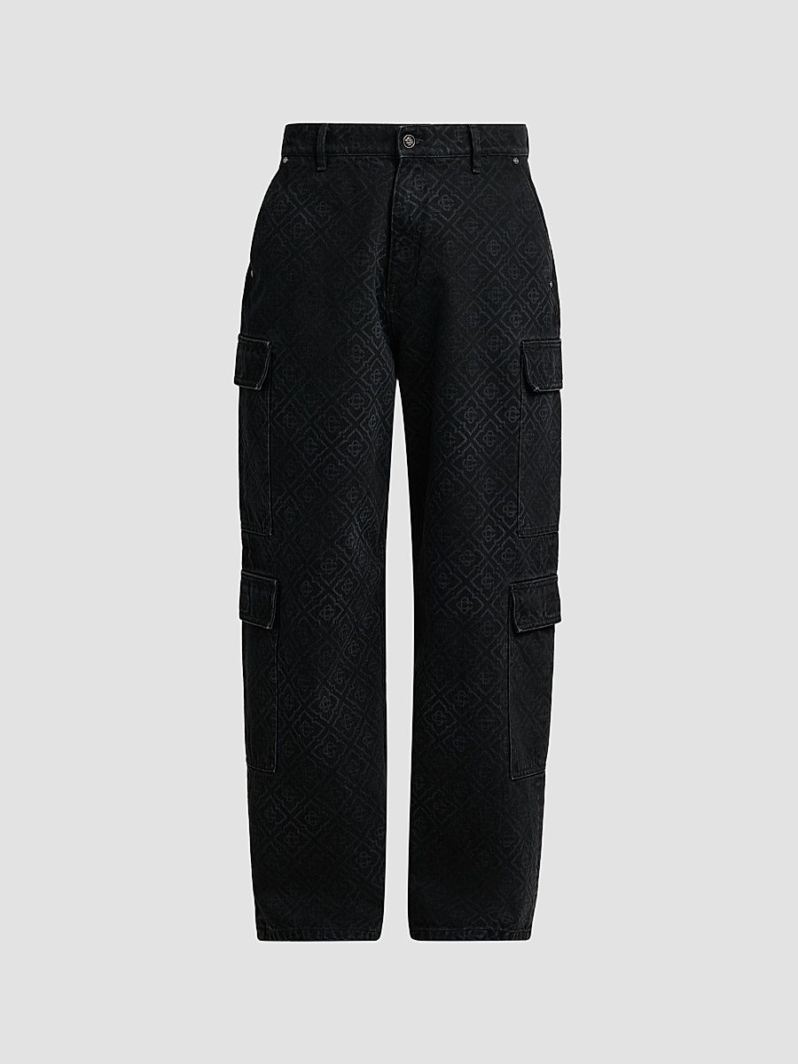Men's Monogram Cargo Jeans - Black - Size 40