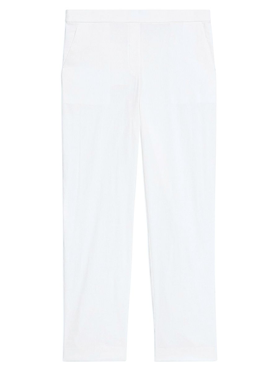 Women's Linen-Blend Slim-Fit Pants - White - Size 12