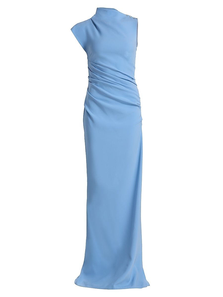 Women's Ashley Bias Draped Fitted Gown - Blue - Size 2