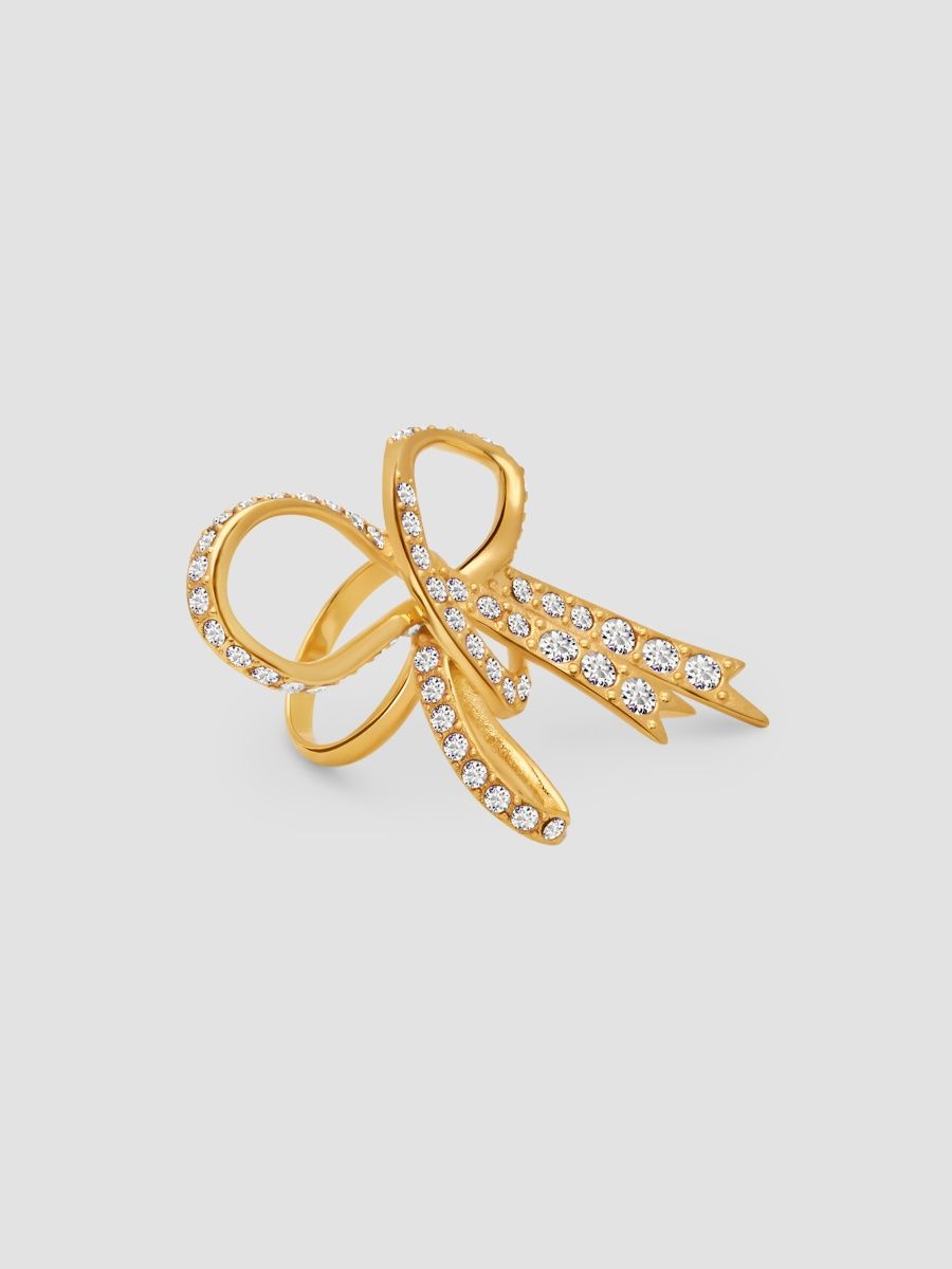 Oscar de la Renta Women's Threaded Bow Ring - Crystal - Size 7