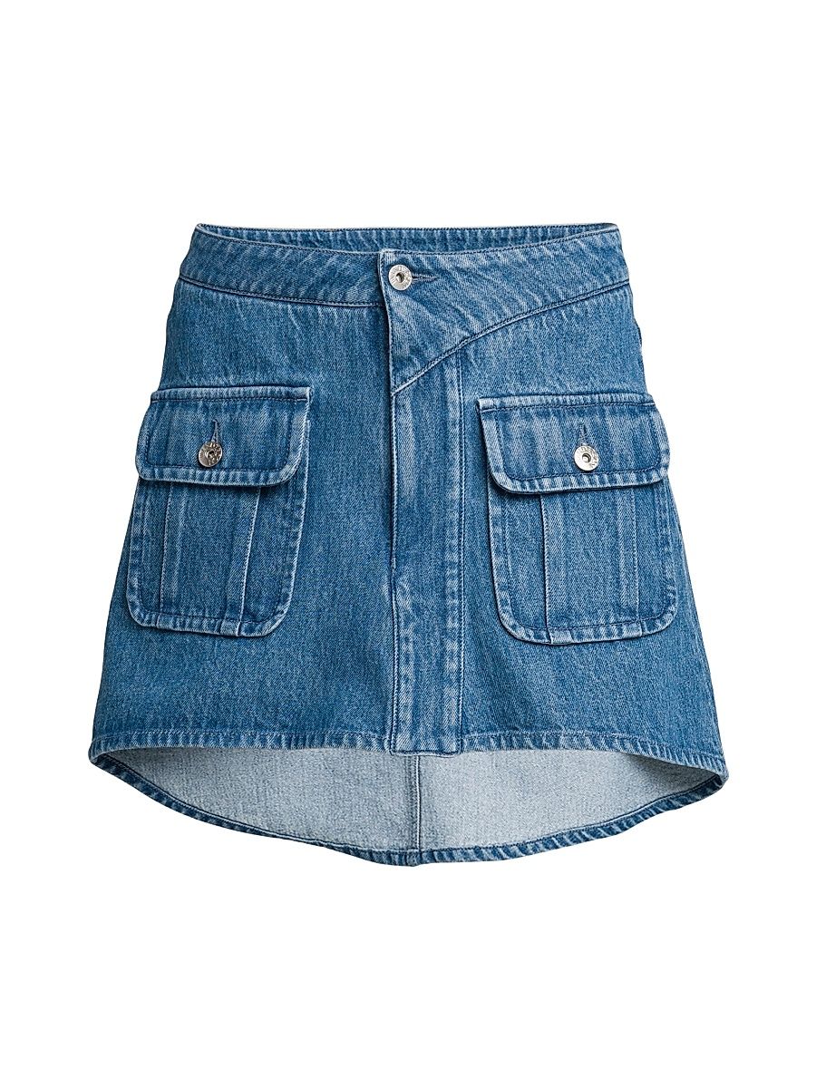 Women's Denim Patch Pocket Miniskirt - Mid Blue - Size 4