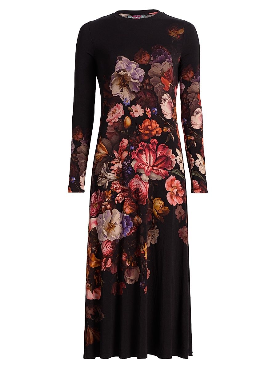 Women's The Janie Favorite Long-Sleeve Midi-Dress - Beckett Blooms - Size Large