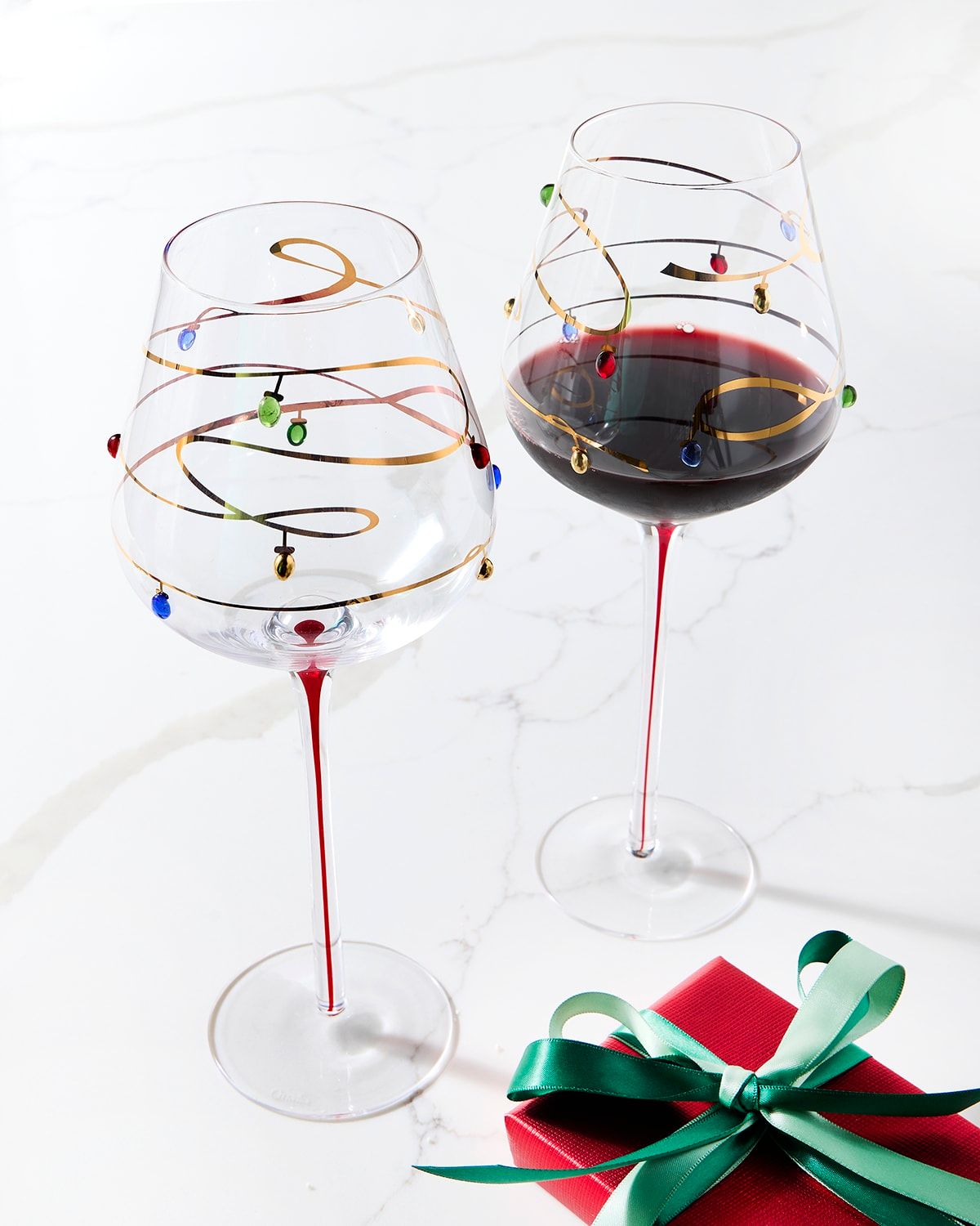 Christmas Lights 11 oz. Wine Glasses