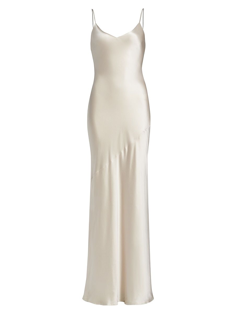 L'AGENCE Women's Serita Silk Slip Maxi Dress - Champagne - Size 10