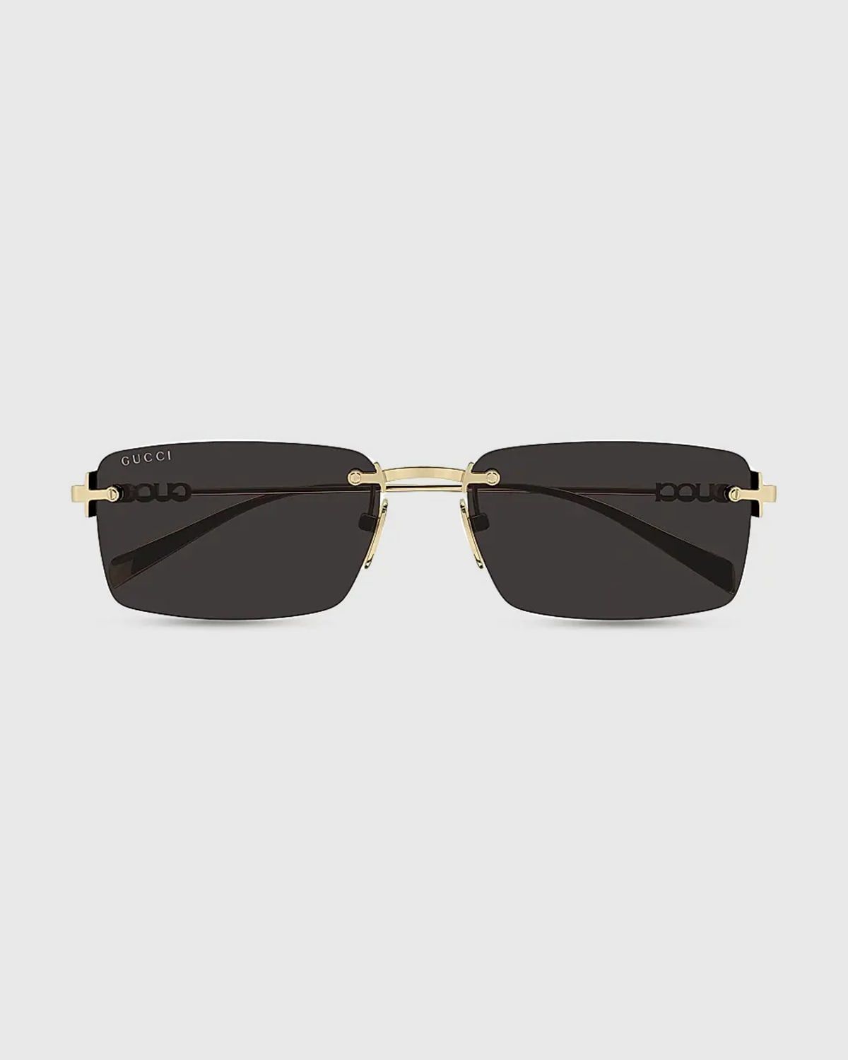Gucci Block 56mm Rimless Rectangular Metal Sunglasses