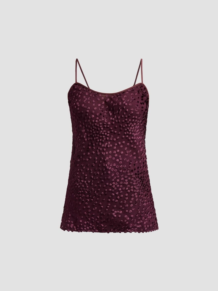 A. L.C. Women's Drew Burnout-Pattern Silk-Blend Top - Deep Mulberry - Size XL