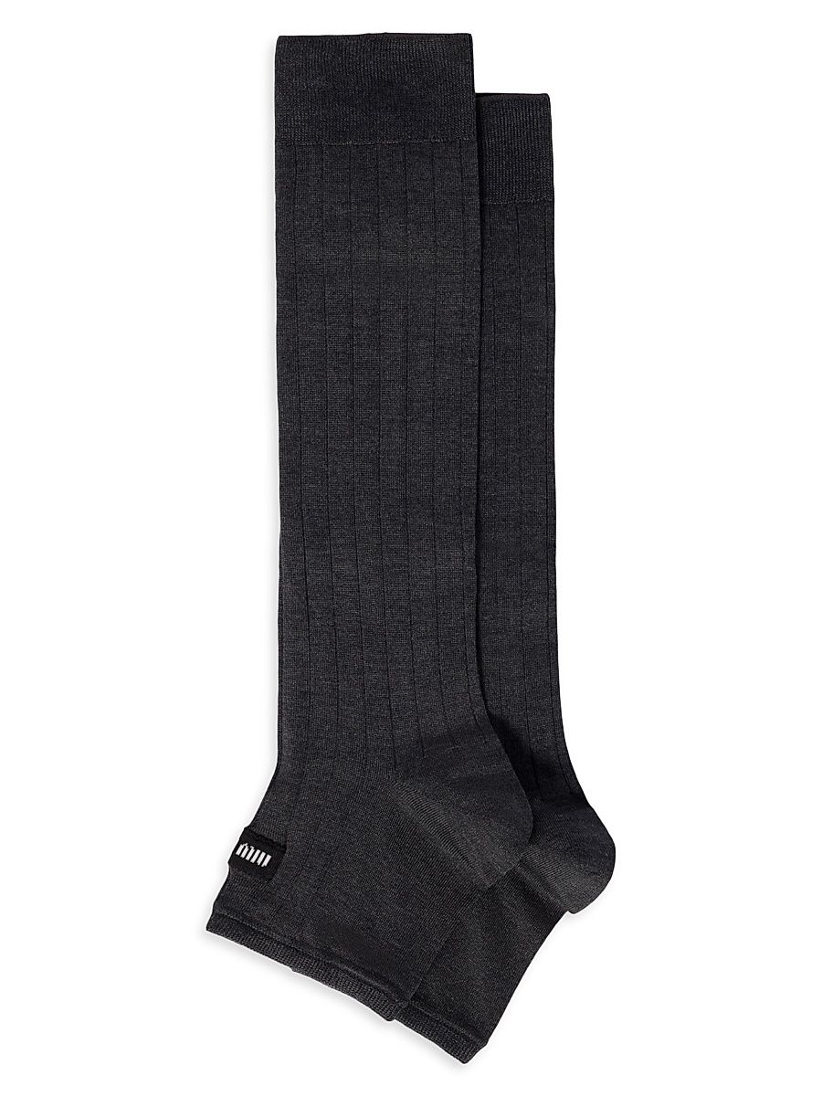 Women's Silk Knee-High Socks - Grey - Size 4