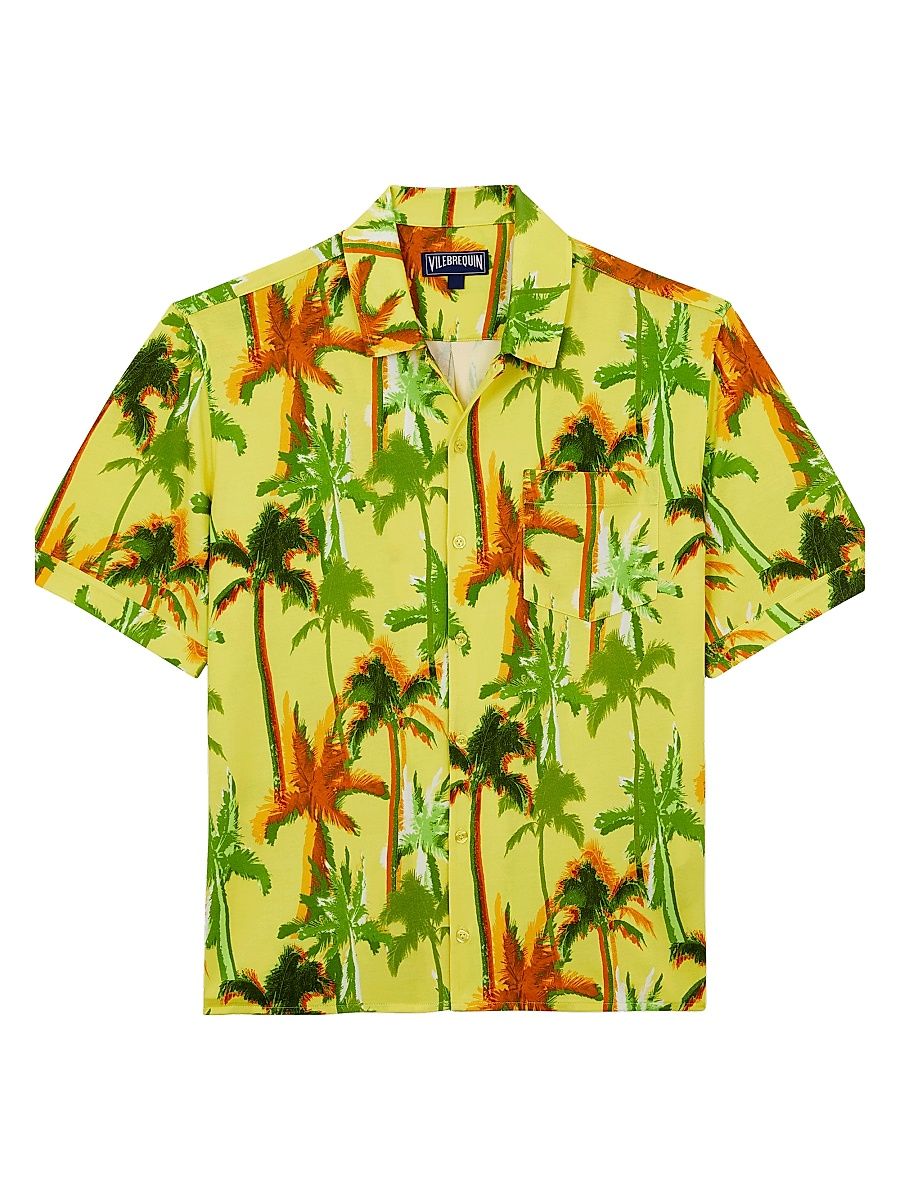 Men's Palms Offset Cotton Shirt - Soleil - Size XL