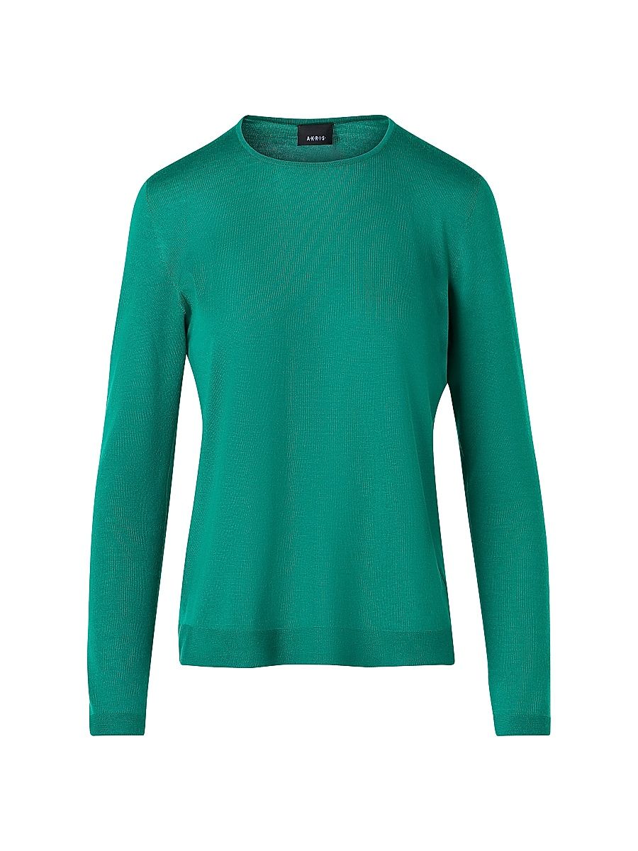 Women's Fine-Gauge Knit Cashmere-Silk Sweater - Tourmaline - Size 16