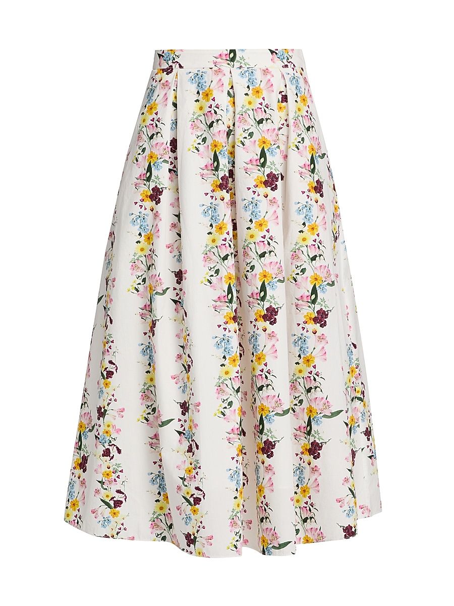 Women's Sheridan Pleated Silk Midi-Skirt - Garden - Size XL