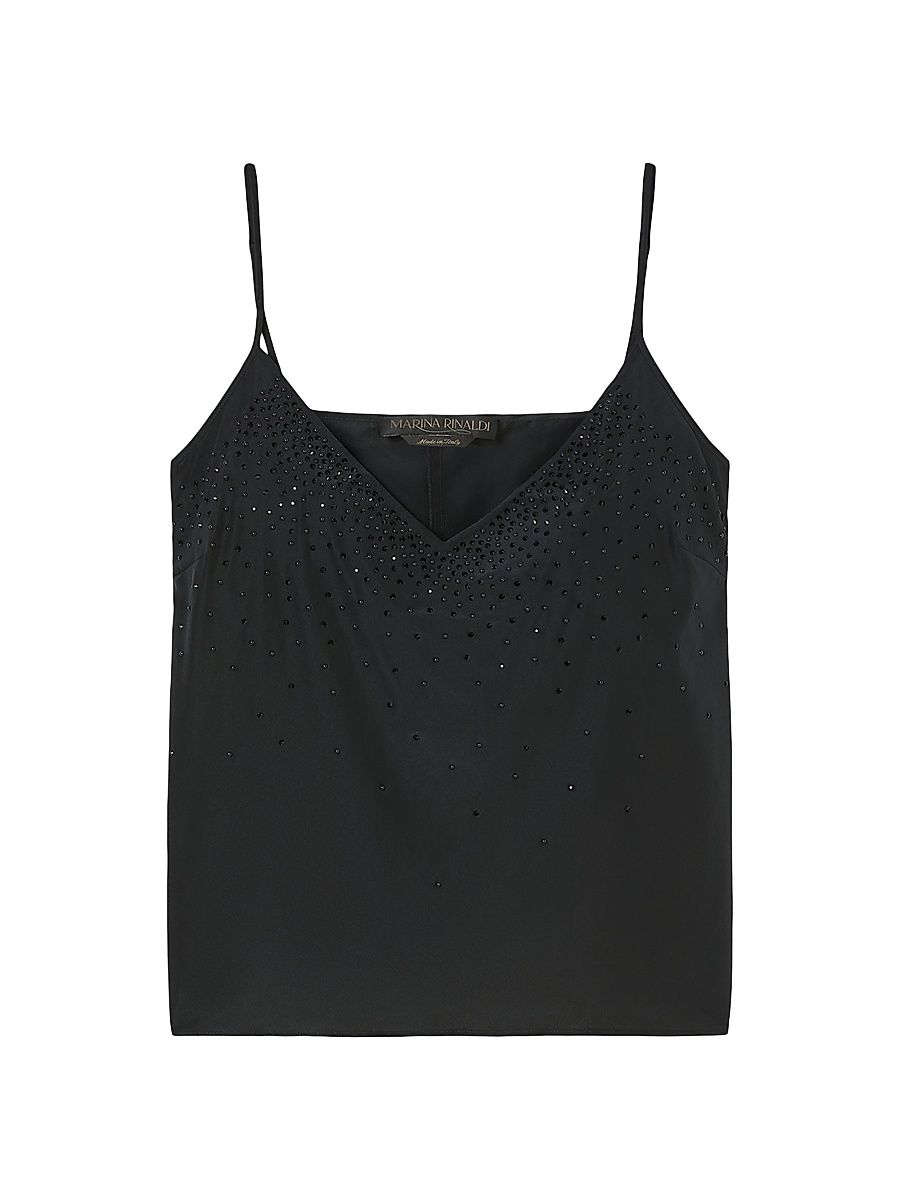Women's Crêpe De Chine Top with Rhinestones - Black - Size 24