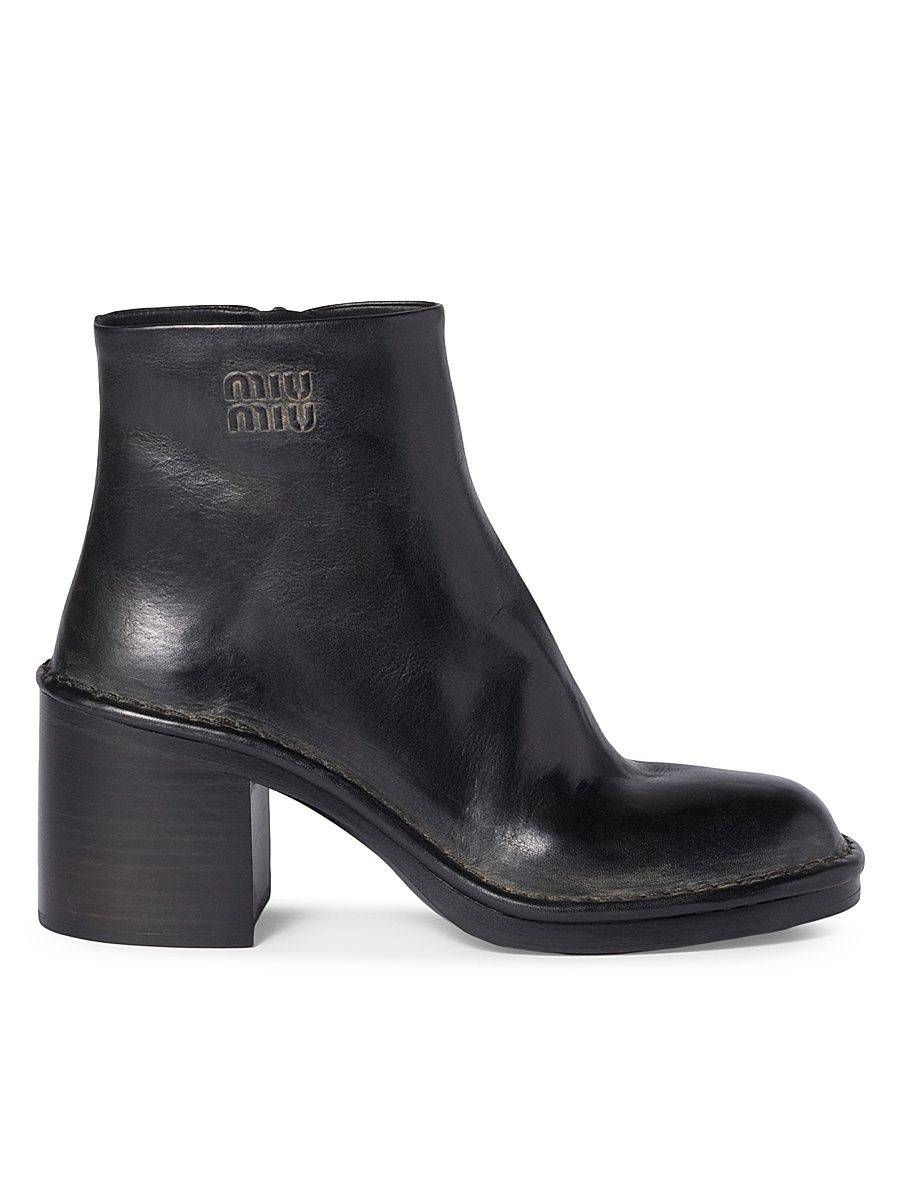 Women's Leather Booties - Black - Size 7