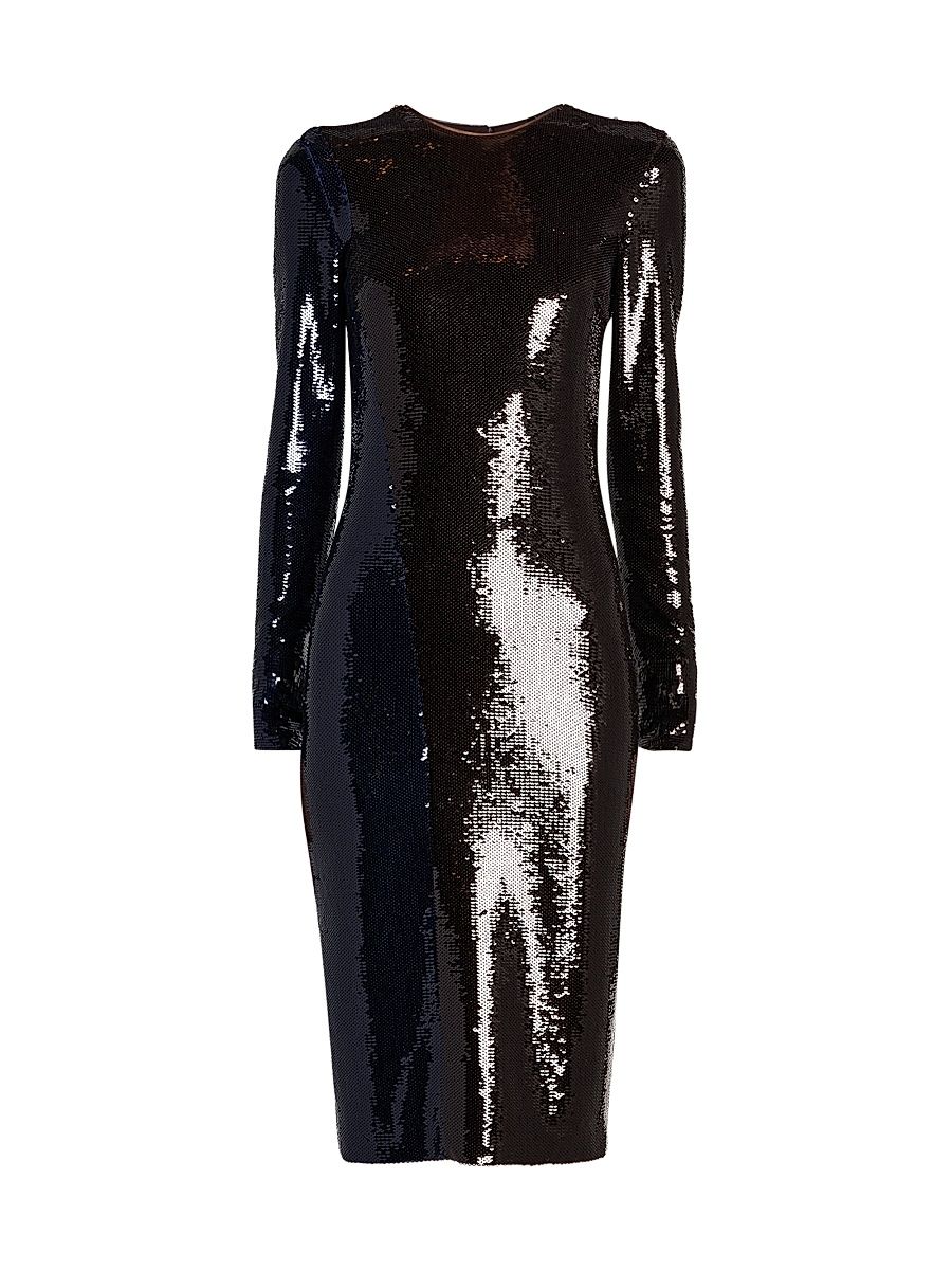 Women's Sequined Midi Dress - Royal Blue Brown - Size 0